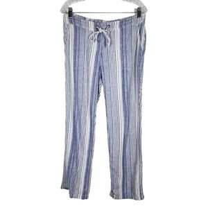 PER SE LINEN BLEND PULL-ON STRIPED PANT